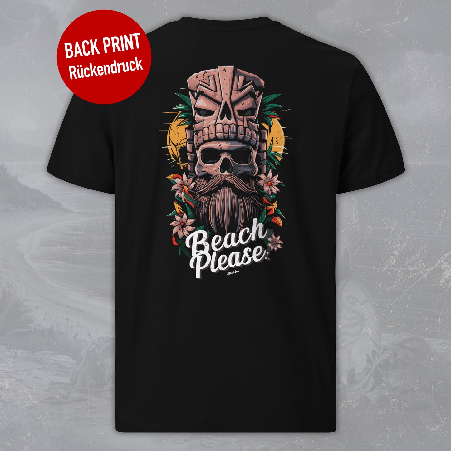 Tiki Skull (Model A) - Premium T-Shirt with 2-sided print