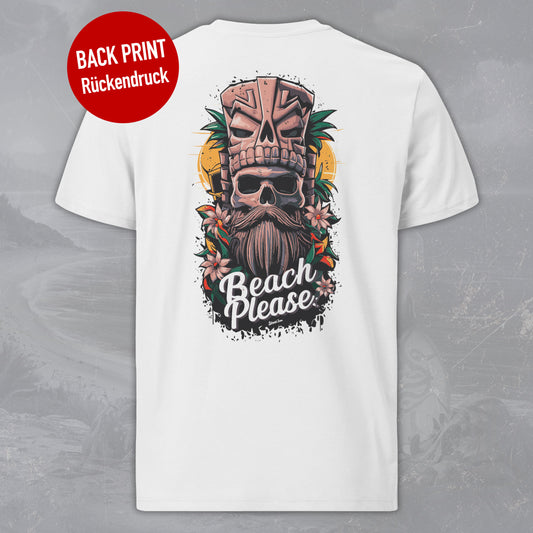 Tiki Skull (Modell A) - Premium T-Shirt mit 2-seitigem Druck