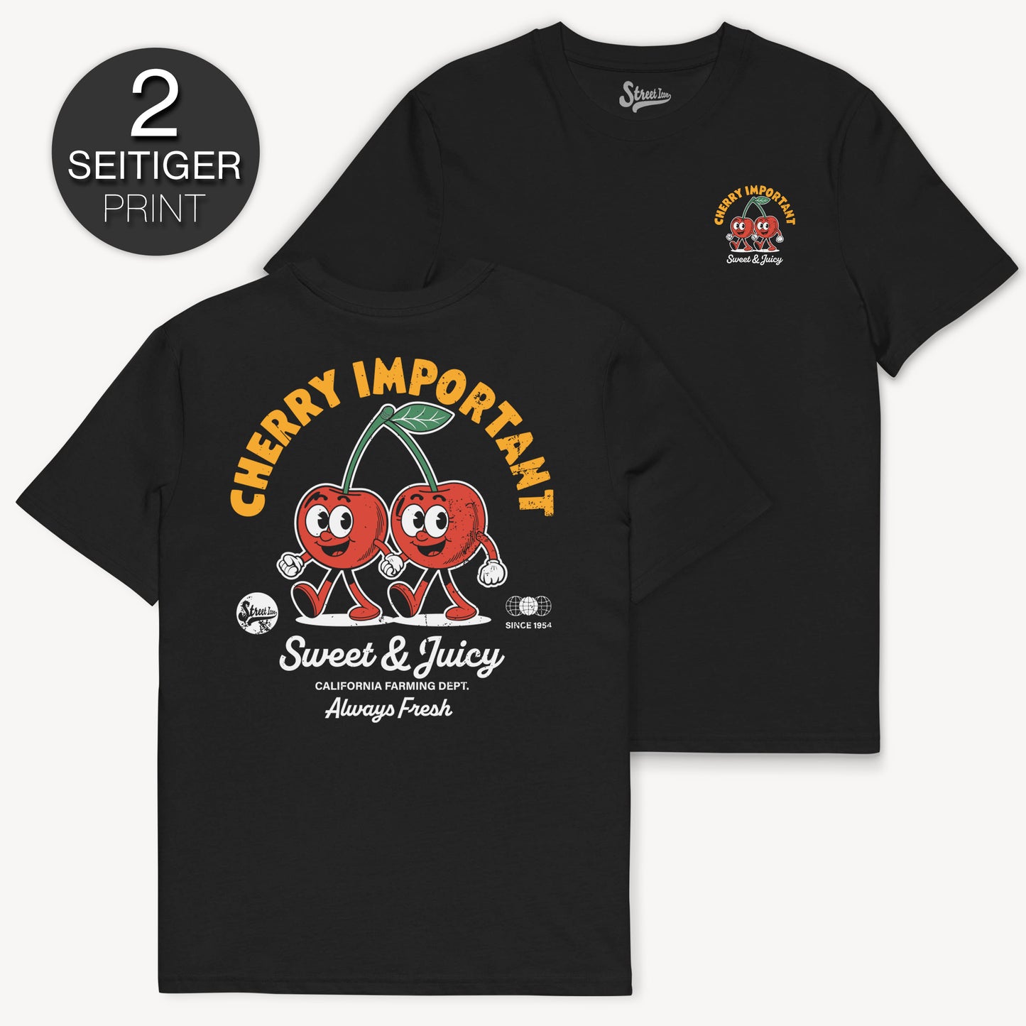 Cherry Important - T-Shirt mit 2-seitigem Druck