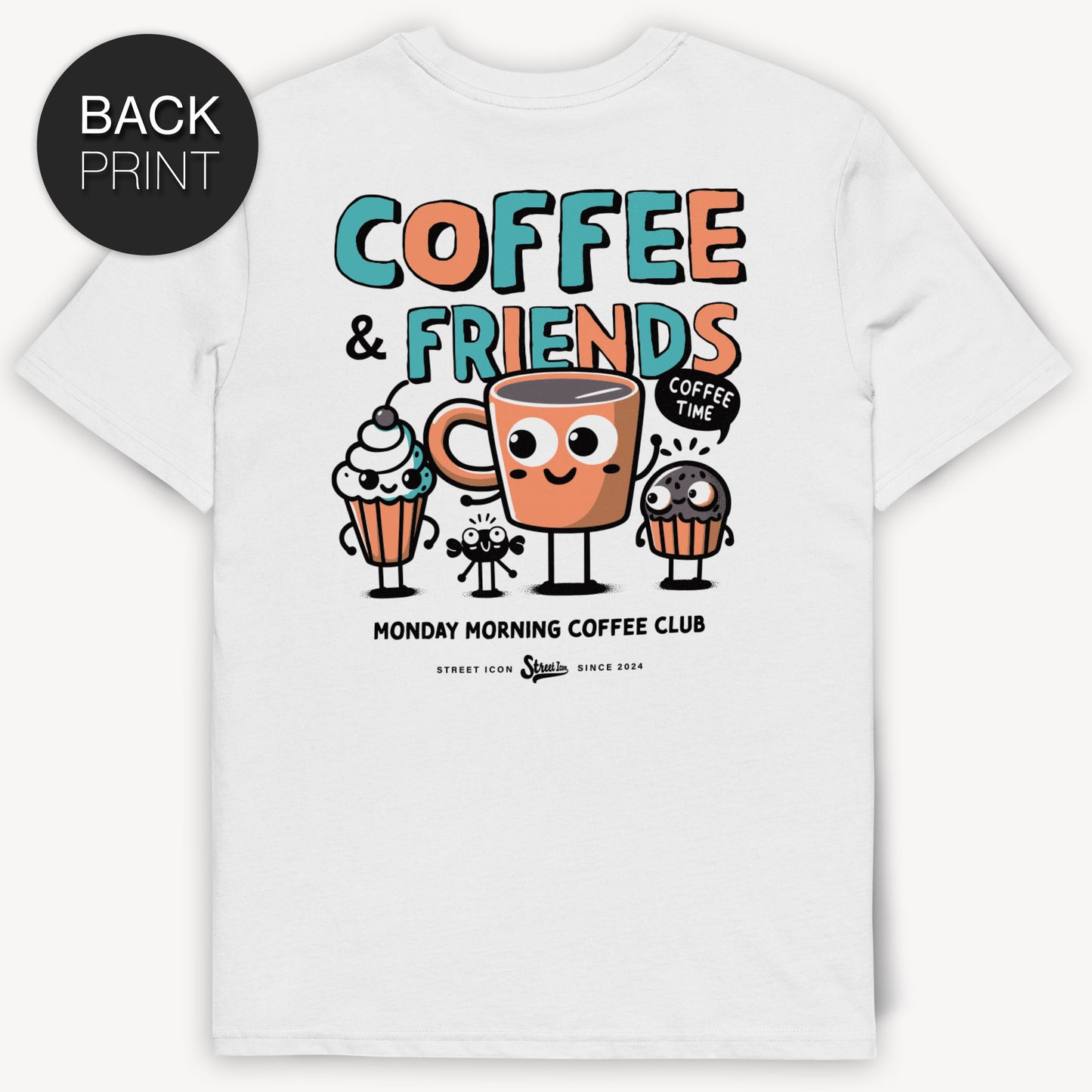 Coffee Friends Premium T-Shirt mit 2-seitigem Print