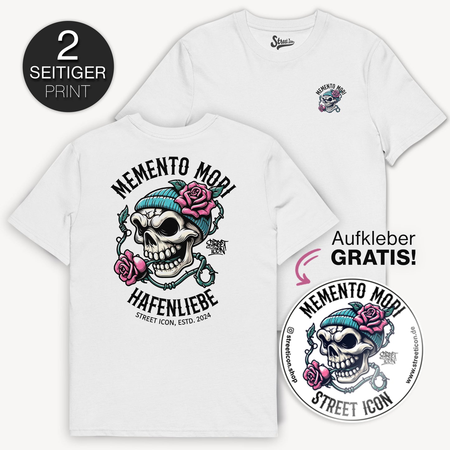 Memento Mori Skull - T-Shirt + Gratis Sticker