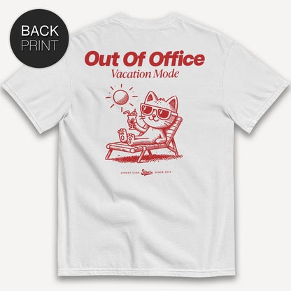 Out Of Office Cat - T-Shirt mit Backprint