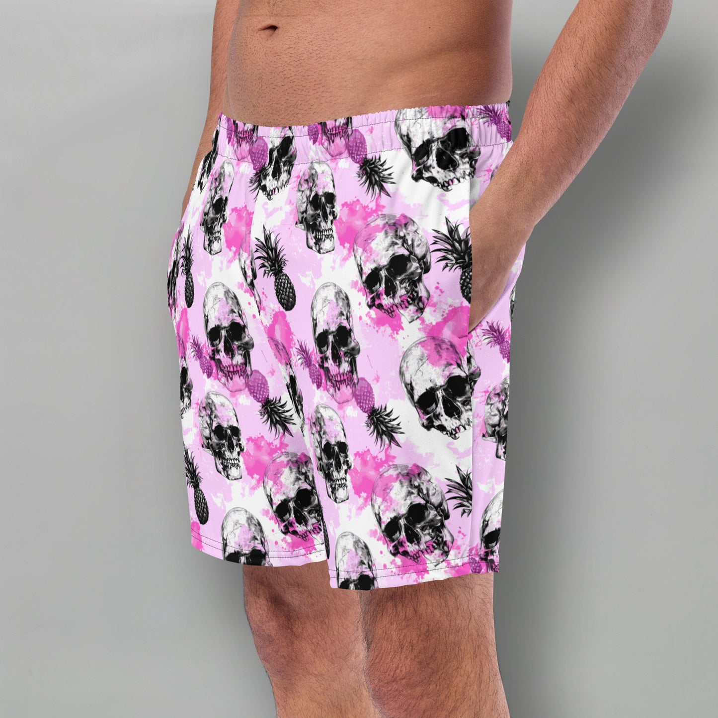 Pink Pineapple Skull - Herren-Badehose