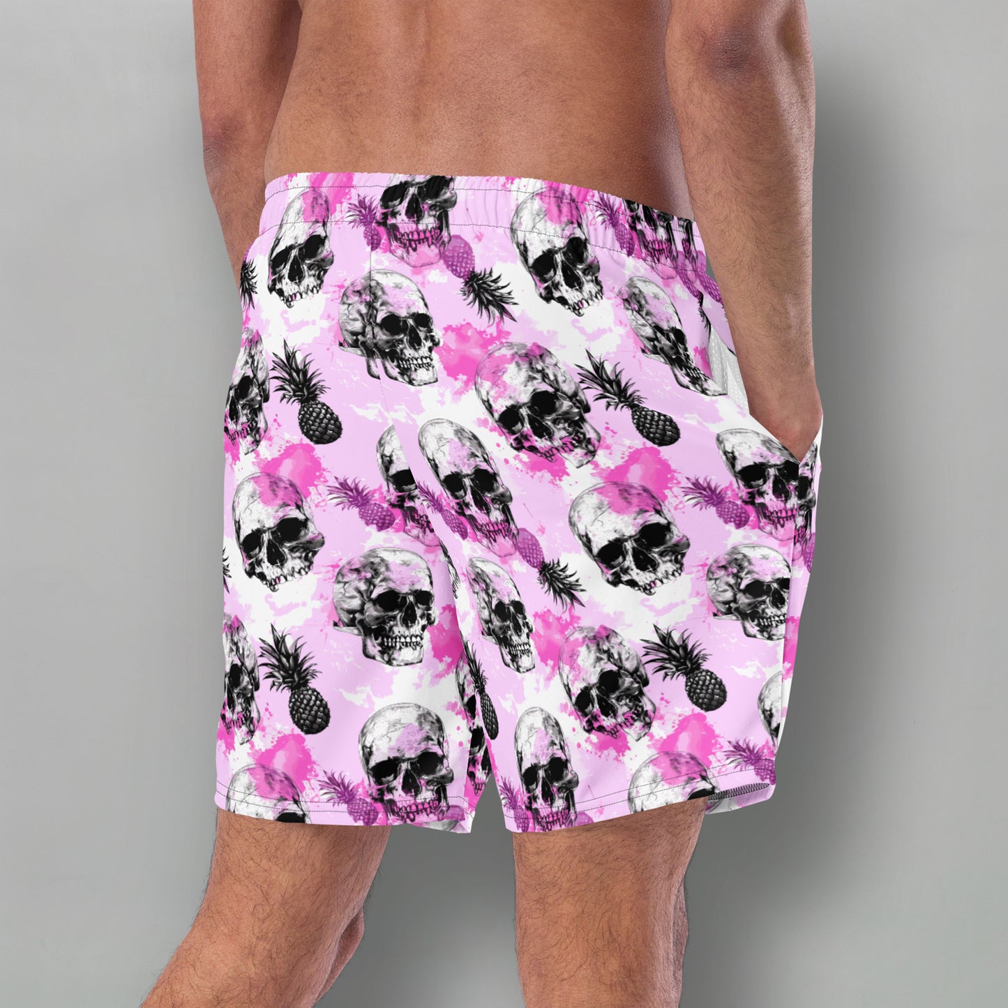 Pink Pineapple Skull - Herren-Badehose