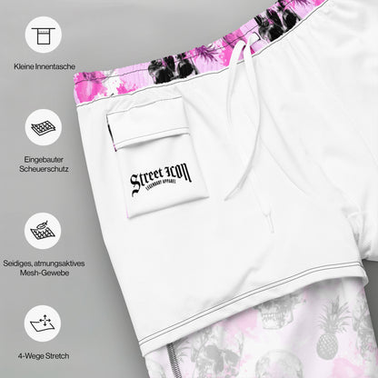 Pink Pineapple Skull - Herren-Badehose