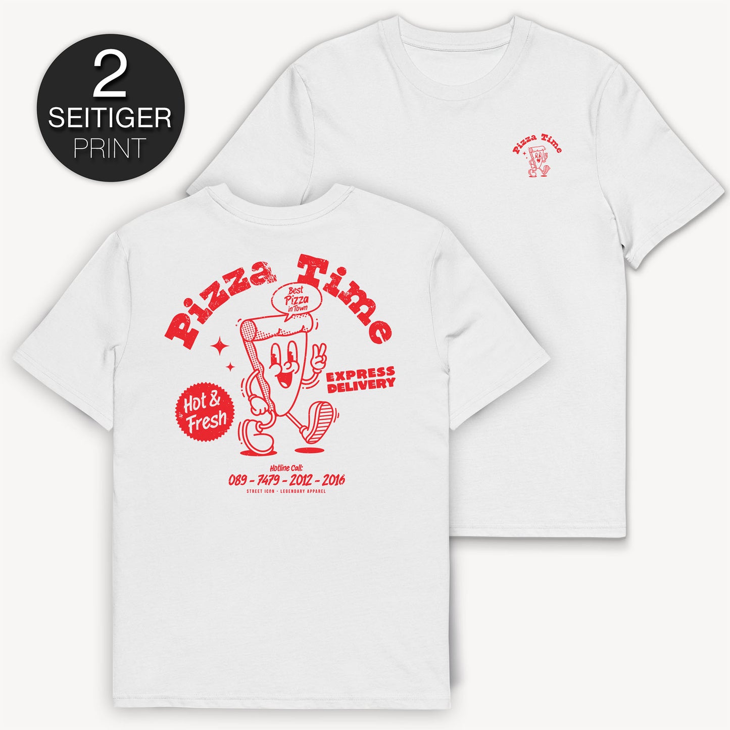 Pizza Time T-Shirt mit 2-seitigem Print