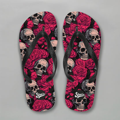 Red Roses&amp;Skulls - Flip Flops (Unisex)