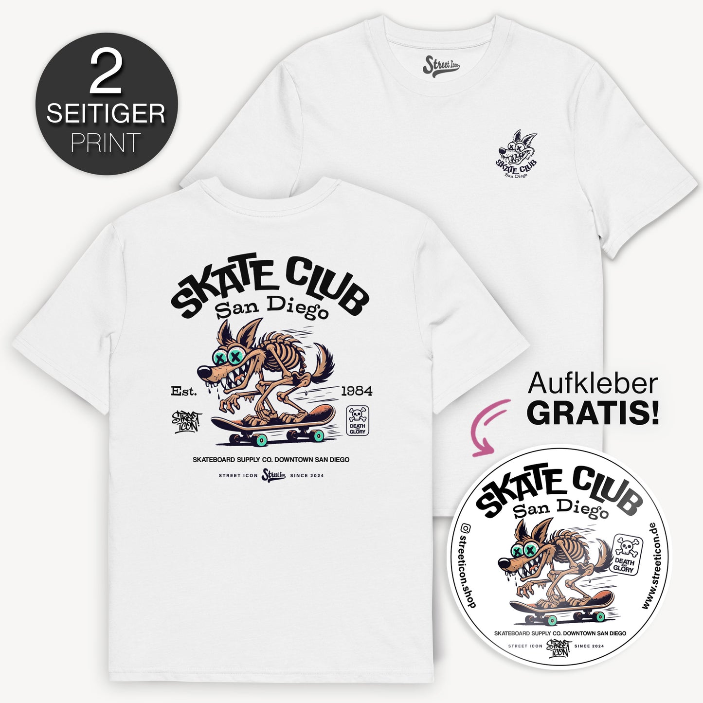 Skate Club - Premium T-Shirt + Aufkleber