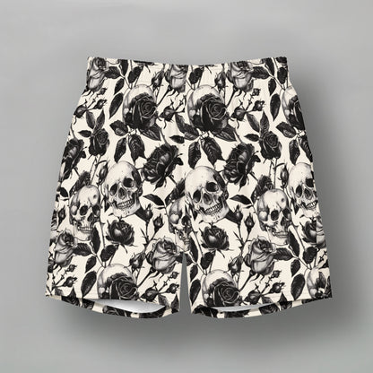 Skull Rose (White) - Men's Swim Trunks