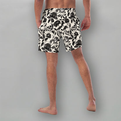 Skull Rose (White) - Men's Swim Trunks