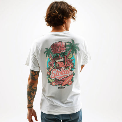 Stoked Tiki T-Shirt mit 2-seitigem Print