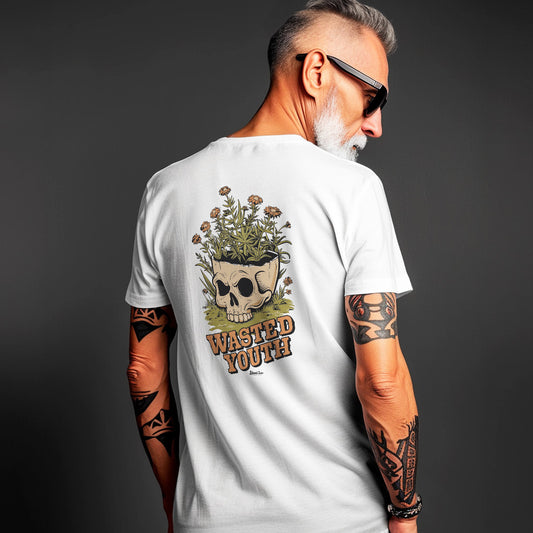 Wasted Youth (Skull) - Premium T-Shirt mit 2-seitigem Druck