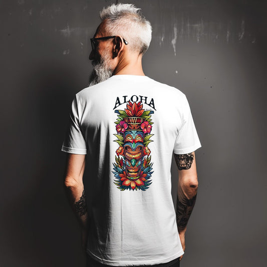 Aloha Flower Totem - Premium T - Shirt mit 2 - seitigem Druck - Street Icon