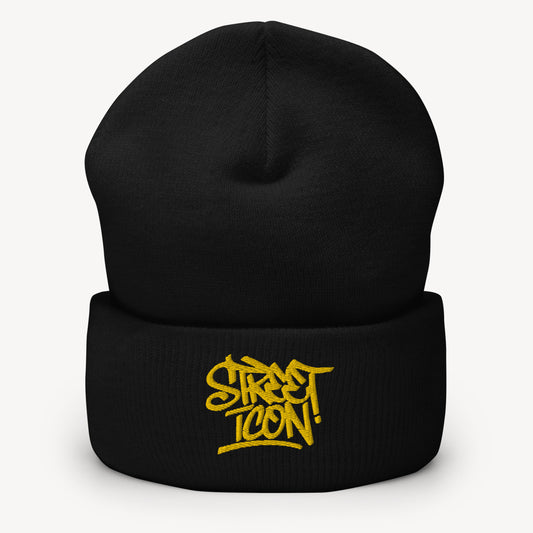 Street Icon / Tag - Umgeschlagene Beanie mit Stickmotiv