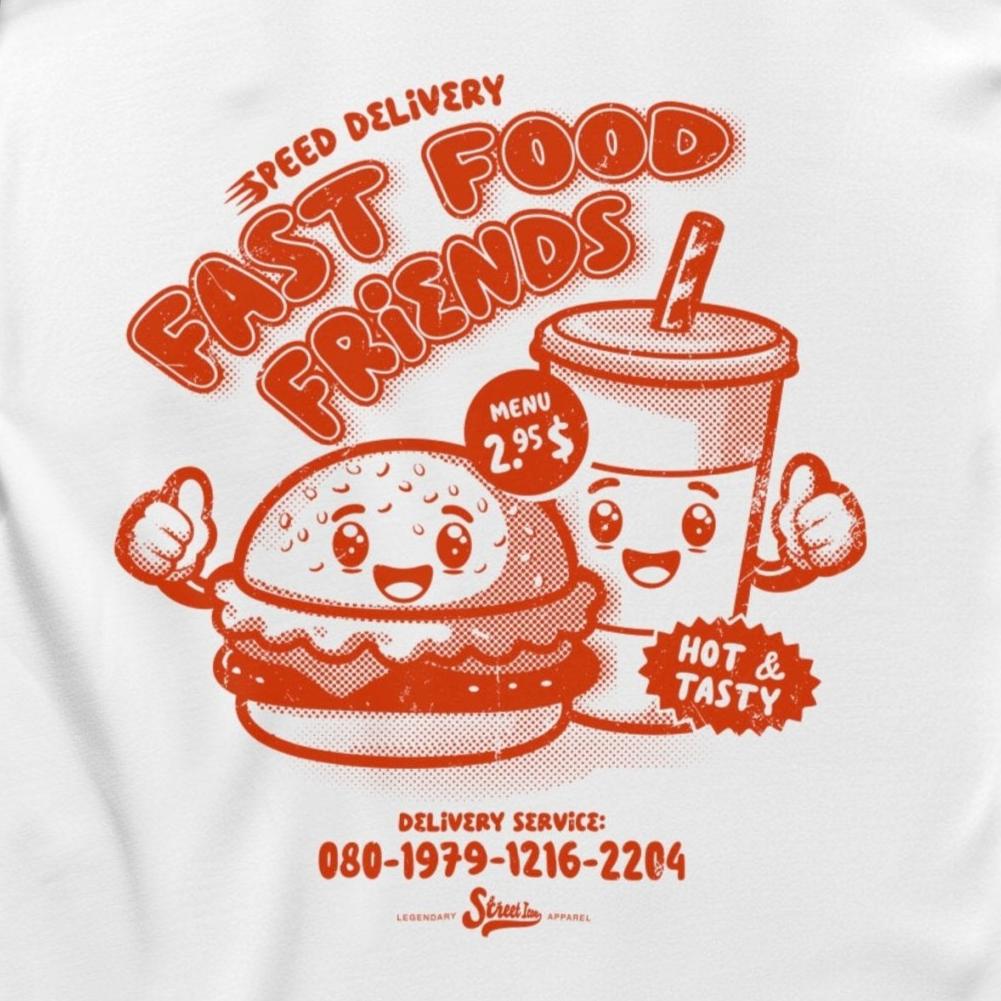 Fast Food Friends - Premium T - Shirt mit Backprint - Street Icon