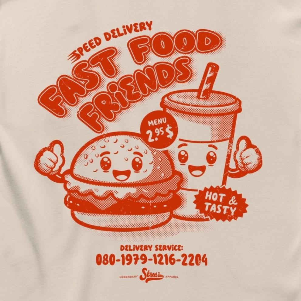 Fast Food Friends - Premium T - Shirt mit Backprint - Street Icon