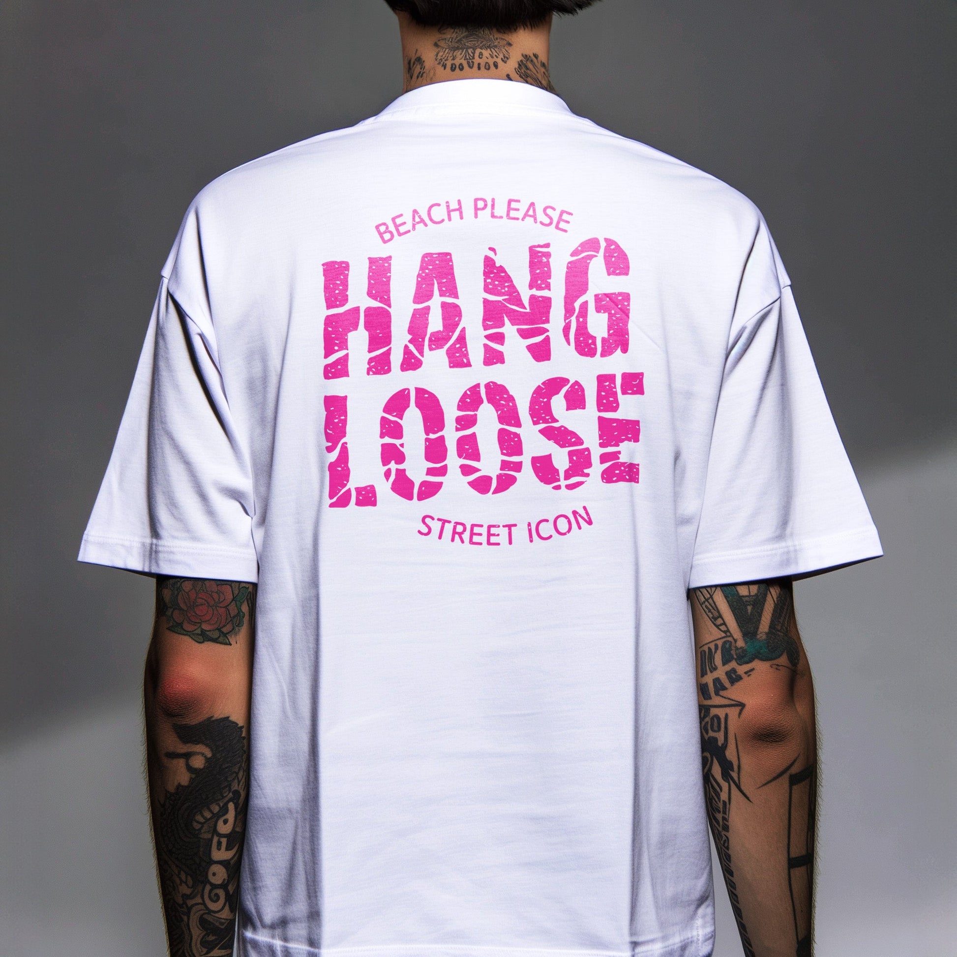 Hang Loose (Pink) - Premium T - Shirt mit Back Print - Street Icon