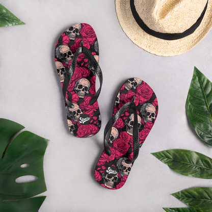 Red Roses&amp;Skulls - Flip Flops (Unisex)