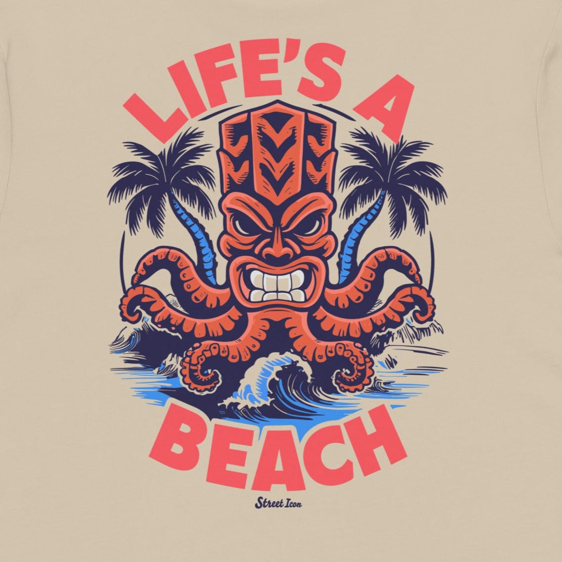 Life's a Beach Krake - Premium T-Shirt mit Backprint