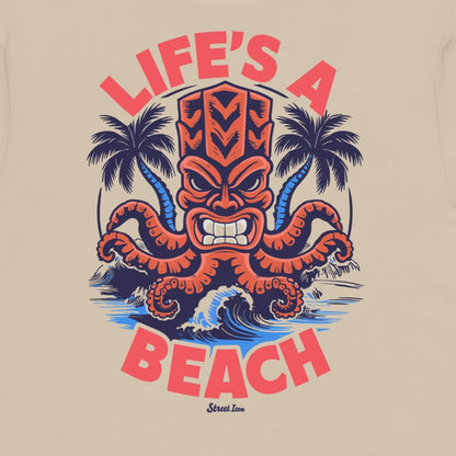 Life's a Beach Krake - Premium T-Shirt mit Backprint