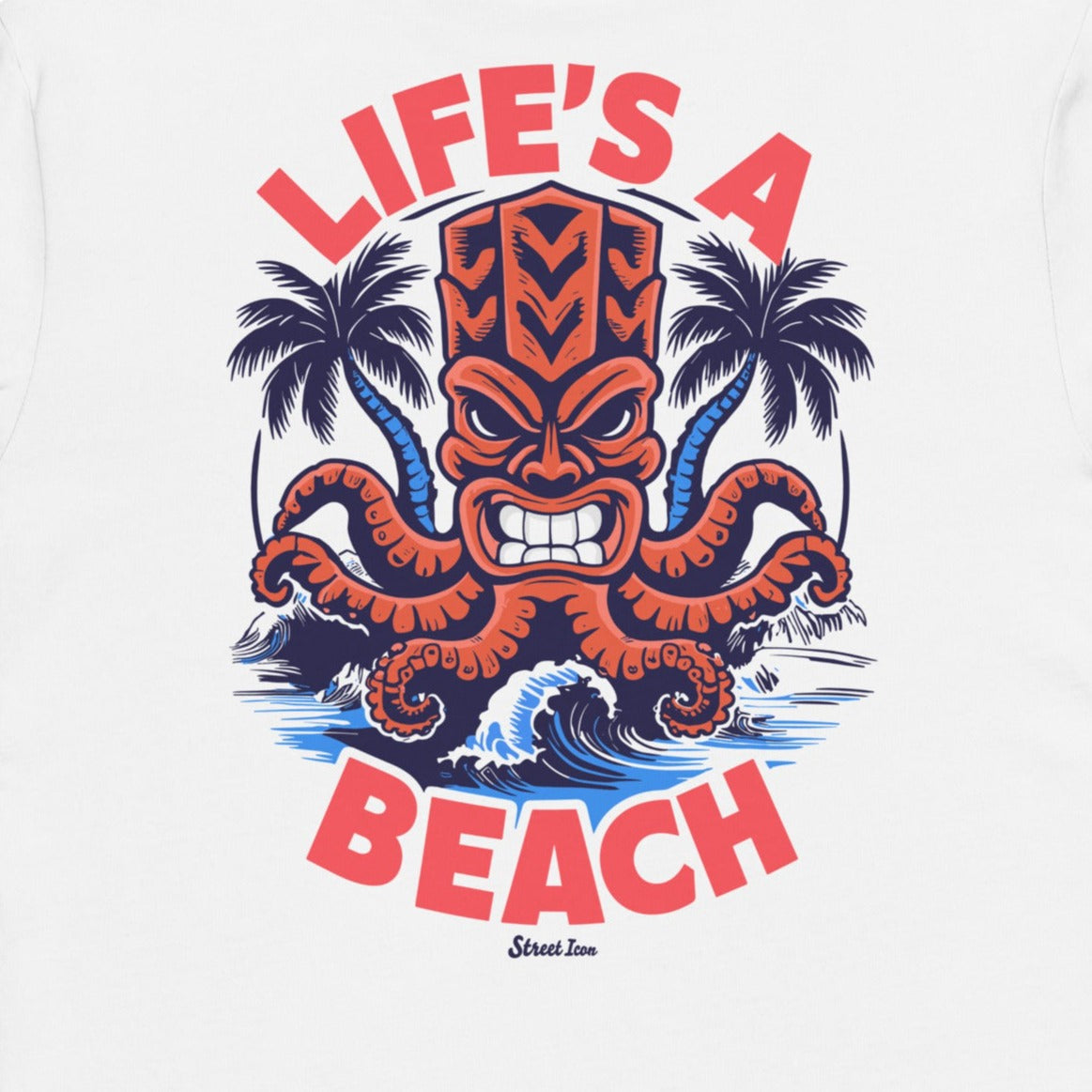 Life's a Beach Krake - Premium T-Shirt mit Backprint